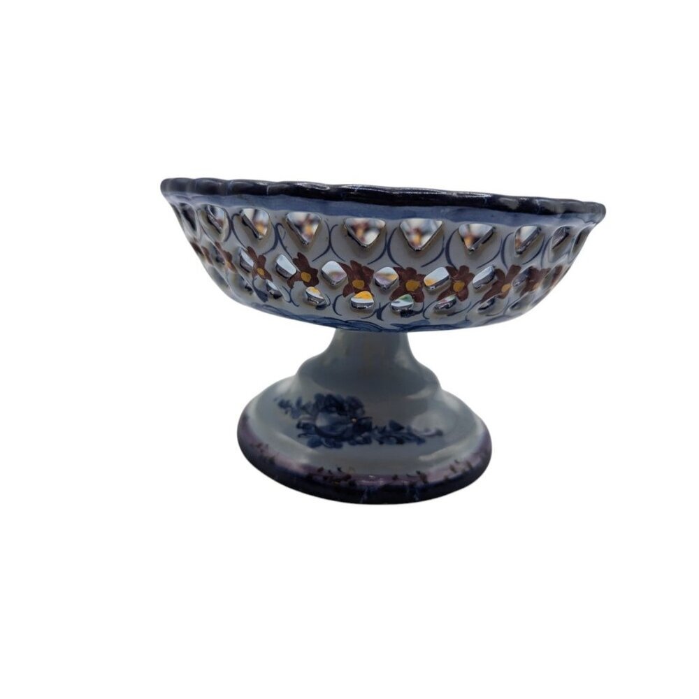 Handpainted Portugal Pottery Open Candy/Footed Compote/Footed Bowl READ - Picture 7 of 16